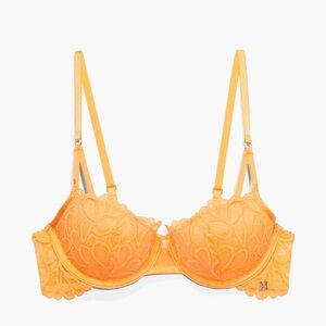 SAVAGE X FENTY NOT SORRY LIGHTLY LINED LACE BALCONETTE BRA WARM ME UP ORANGE 34B